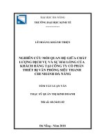 Nghiên cứu mối quan hệ giữa chất lượng dịch vụ và sự hài lòng của khách hàng tại công ty cổ phần thiết bị văn phòng siêu thanh, (tt) 