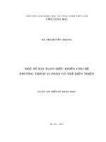 Một số bài toán điều khiển cho hệ phương trình vi phân có trễ biến thiên 