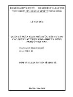 Quản lý ngân sách nhà nước đầu tư cho các quỹ phát triển khoa học và công nghệ ở việt nam (tt) 