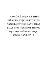 CƠ sở lý LUẬN và THỰC TIỄN của VIỆC PHÁT TRIỂN NĂNG lực THỰC HÀNH PHÁP LUẬT CHO học SINH TRONG dạy học môn GIÁO dục CÔNG dân lớp 12 
