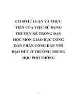 CƠ sở lí LUẬN và THỰC TIỄN của VIỆC sử DỤNG TRUYỆN kể TRONG dạy học môn GIÁO dục CÔNG dân PHẦN CÔNG dân với đạo đức ở TRƯỜNG TRUNG học PHỔ THÔNG 