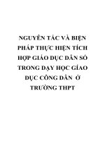 NGUYÊN tắc và BIỆN PHÁP THỰC HIỆN TÍCH hợp GIÁO dục dân số TRONG dạy học GÍAO dục CÔNG dân  ở TRƯỜNG THPT 