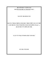 Quản lý hoạt động giáo dục theo tiếp cận “lấy trẻ làm trung tâm” ở trường mầm non Đông Ngạc A, quận Bắc Từ Liêm, thành phố Hà Nội