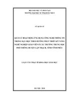 Quản lý hoạt động ứng dụng Công nghệ thông tin trong dạy học theo hướng phát triển kỹ năng nghề nghiệp giáo viên ở các trường THPT huyện Lập Thạch, tỉnh Vĩnh Phúc
