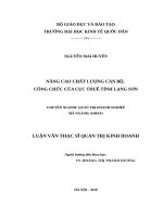 LUẬN VĂN THẠC SỸ - NÂNG CAO CHẤT LƯỢNG CÁN BỘ, CÔNG CHỨC CỦA CỤC THUẾ TỈNH LẠNG SƠN