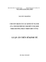 Luận án tiến sỹ - Chuyển dịch cơ cấu kinh tế ngành của thành phố Hà Nội đến năm 2030 theo hướng phát triển bền vững