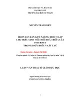 Rèn luyện KN học tập cho học sinh với sự hỗ trợ của internet trong dạy học vật lý (tt) 