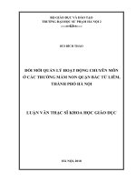 Đổi mới quản lý hoạt động chuyên môn ở các trường mầm non quận Bắc Từ Liêm Thành phố Hà Nội