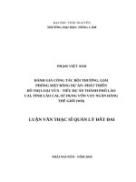 Đánh giá công tác bồi thường, giải phóng mặt bằng dự án phát triển đô thị loại vừa  tiểu dự án thành phố lào cai, tỉnh lào cai sử dụng vốn vay ngân hàng thế giới (WB) 