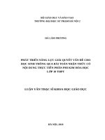 Phát triển năng lực giải quyết vấn đề cho học sinh thông qua bài toán nhận thức có nội dung thực tiễn phần phi kim hóa học lớp10 THPT 