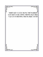 CHUYÊN ĐỀ:  THIẾT kế và xây DỰNG THÍ NGHIỆM     gắn kết CUỘC SỐNG TRONG dạy học vật lý ở TRƯỜNG TRUNG học cơ sở