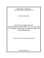 Quản lý hoạt động dạy học theo định hướng phát triển năng lực học sinh ở các trường THCS huyện Đông Anh, Thành phố Hà Nội