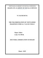 Sự biến đổi của các giá trị đạo đức truyền thống việt nam hiện nay tt tiếng anh 
