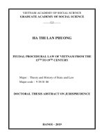 Pháp luật tố tụng phong kiến việt nam từ thế kỷ XV đến thế kỷ XIX tt tiếng anh 