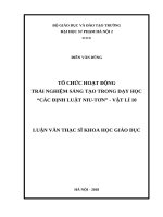 Tổ chức hoạt động trải nghiệm sáng tạo trong dạy học “các định luật niu tơn”  vật lí 10 