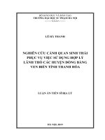 Nghiên cứu cảnh quan sinh thái phục vụ sử dụng hợp lý lãnh thổ các huyện đồng bằng ven biển tỉnh Thanh Hóa (Luận án tiến sĩ)