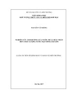Luận án tiến sĩ kiểm soát và bảo vệ môi trường nghiên cứu ảnh hưởng của nước mưa chảy tràn đến chất lượng nước mặt sông sài gòn 