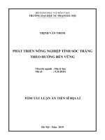 Phát triển nông nghiệp tỉnh sóc trăng theo hướng bền vững (tt) 