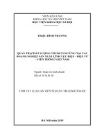 Quản trị chất lượng chuỗi cung ứng tại các doanh nghiệp sản xuất lĩnh vực điện   điện tử   viễn thông việt nam tt 