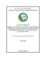 LUẬN VĂN NGHIÊN CỨU, ĐÁNH GIÁ TÁC ĐỘNG CỦA BIẾN ĐỔI KHÍ HẬU ĐẾN TÀI NGUYÊN NƯỚC MẶT, HUYỆN TIỀN HẢI, TỈNH THÁI BÌNH VÀ ĐỀ XUẤT GIẢI PHÁP BẢO VỆ TÀI NGUYÊN NƯỚC