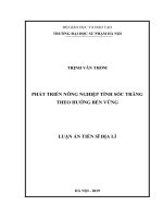 Phát triển nông nghiệp tỉnh sóc trăng theo hướng bền vững 