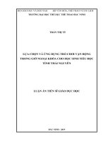 Lựa chọn và ứng dụng trò chơi vận động trong giờ ngoại khóa cho học sinh tiểu học tỉnh thái nguyên 