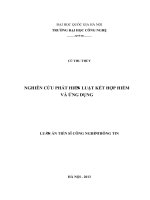 Luận án tiến sĩ công nghệ thông tin nghiên cứu phát hiện luật kết hợp kiếm và ứng dụng 