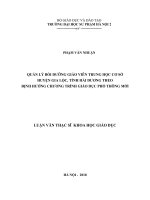 Quản lý bồi dưỡng giáo viên trung học cơ sở huyện gia lộc, tỉnh hải dương theo định hướng chương trình giáo dục phổ thông mới 