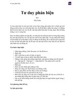 Rèn luyện tư duy phản biện cho tất cả mọi người trên thế giới hiện nay của các tác giả hàng đầu trên thế giới