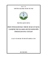 phân tích danh mục thuốc được sử dụng tại bệnh viện đa khoa huyện kinh môn tỉnh hải dương năm 2017 