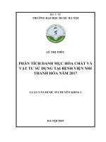 phân tích danh mục hóa chất và vật tư sử dụng tại bệnh viện nhi thanh hóa năm 2017 