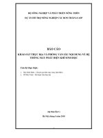 BÁO CÁO KHẢO SÁT THỰC ĐỊA VÀ PHỎNG VẤN SÂU NỘI DUNG VỀ HỆ THỐNG MÁY PHÁT ĐIỆN KHÍ SINH HỌC