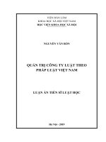 LUẬN ÁN TIẾN SĨ LUẬT HỌC QUẢN TRỊ CÔNG TY LUẬT THEO PHÁP LUẬT VIỆT NAM