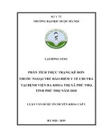 phân tích thực trạng kê đơn thuốc ngoại trú bảo hiểm y tế chi trả tại bệnh viện đa khoa thị xã phú thọ, tỉnh phú thọ năm 2018 