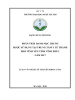 phân tích danh mục thuốc đƣợc sử dụng tại trung tâm y tế thành phố vĩnh yên tỉnh vĩnh phúc năm 2017 