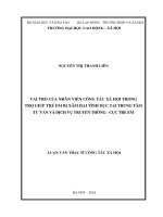 Vai trò của nhân viên công tác xã hội trong trợ giúp trẻ em bị xâm hại tình dục tại trung tâm tư vấn và dịch vụ truyền thông  Cục trẻ em (Luận văn thạc sĩ)