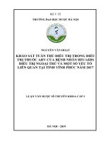 khảo sát tuân thủ điều trị trong điều trị thuốc arv của bệnh nhân HI AIDS điều trị ngoại trú và một số yếu tố liên quan tại tỉnh vĩnh phúc năm 2017 