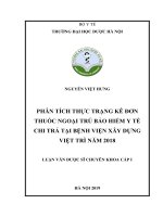 phân tích thực trạng kê đơn thuốc ngoại trú bảo hiểm y tế chi trả tại bệnh viện xây dựng việt trì năm 2018 