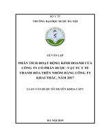 phân tích hoạt động kinh doanh của công ty cổ phần dược vật tư y tế thanh hóa trên nhóm hàng công ty khai thác năm 2017 