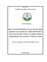 phân tích tình hình sử dụng thuốc điều trị rối loạn lipid máu trên bệnh nhân đái tháo đường type ii tại khoa khám bệnh bệnh viện đa khoa tỉnh bắc ninh 