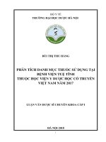 phân tích danh mục thuốc sử dụng tại bệnh viện tuệ tĩnh thuộc học viện y dược học cổ truyền việt nam năm 2017 