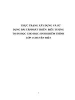 THỰC TRẠNG xây DỰNG và sử DỤNG bài tập  PHÁT TRIỂN  BIỂU TƯỢNG TOÁN học CHO học SINH KHIẾM THÍNH lớp 1 CHUYÊN BIỆT 