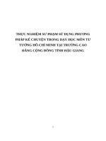 THỰC NGHIỆM sư PHẠM sử DỤNG PHƯƠNG PHÁP kể CHUYỆN TRONG dạy học môn tư TƯỞNG hồ CHÍ MINH tại TRƯỜNG CAO ĐẲNG CỘNG ĐỒNG TỈNH hậu GIANG 