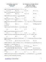 Đề thi học kì 1 Toán 12 năm học 2018  2019 trắc nghiệm có đáp án