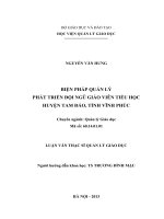 Luận văn thạc sỹ - Biện pháp quản lý phát triển đội ngũ giáo viên tiểu học huyện Tam Đảo, tỉnh Vĩnh Phúc