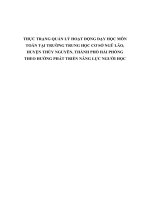 THỰC TRẠNG QUẢN lý HOẠT ĐỘNG dạy học môn TOÁN tại TRƯỜNG TRUNG học cơ sở NGŨ lão, HUYỆN THỦY NGUYÊN, THÀNH PHỐ hải PHÒNG THEO HƯỚNG PHÁT TRIỂN NĂNG lực NGƯỜI học 