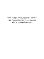 THỰC NGHIỆM sư PHẠM sử DỤNG PHƯƠNG PHÁP THẢO LUẬN NHÓM TRONG dạy học môn tư TƯỞNG hồ CHÍ MINH 