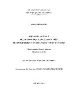Luận văn thạc sỹ - Biện pháp quản lý hoạt động học tập của sinh viên Trường Đại học Văn hóa nghệ thuật Quân đội