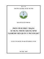 phân tích thực trạng sử dụng thuốc kháng sinh tại bệnh viện quân y 354 năm 2017 