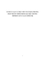 CƠ sở lý LUẬN và THỰC TIỄN về sử DỤNG PHƯƠNG PHÁP  THUYẾT TRÌNH TRONG dạy học CHƯƠNG TRÌNH sơ cấp lý LUẬN CHÍNH TRỊ ở TRUNG tâm bồi DƯỠNG CHÍNH TRỊ QUẬN BÌNH THỦY 